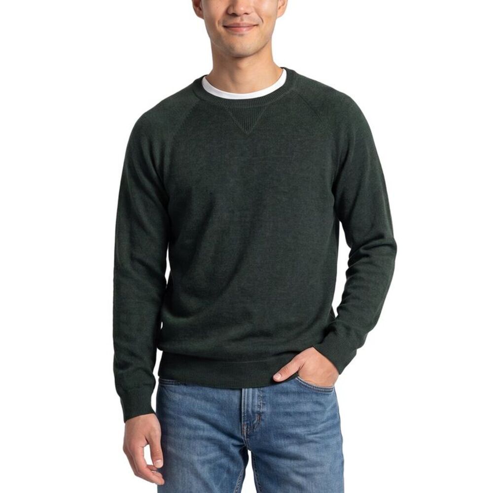 Forte Mens Cashmere 100% Cashmere Crewneck 100% Cashmere Sweater, Green